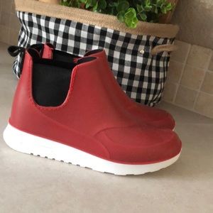 Cute red bootie rubber boots